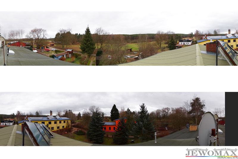 9 - Reihenhaus in Brückentin - 2 Bilder - zusammen ein 360° Panorama vom Dach